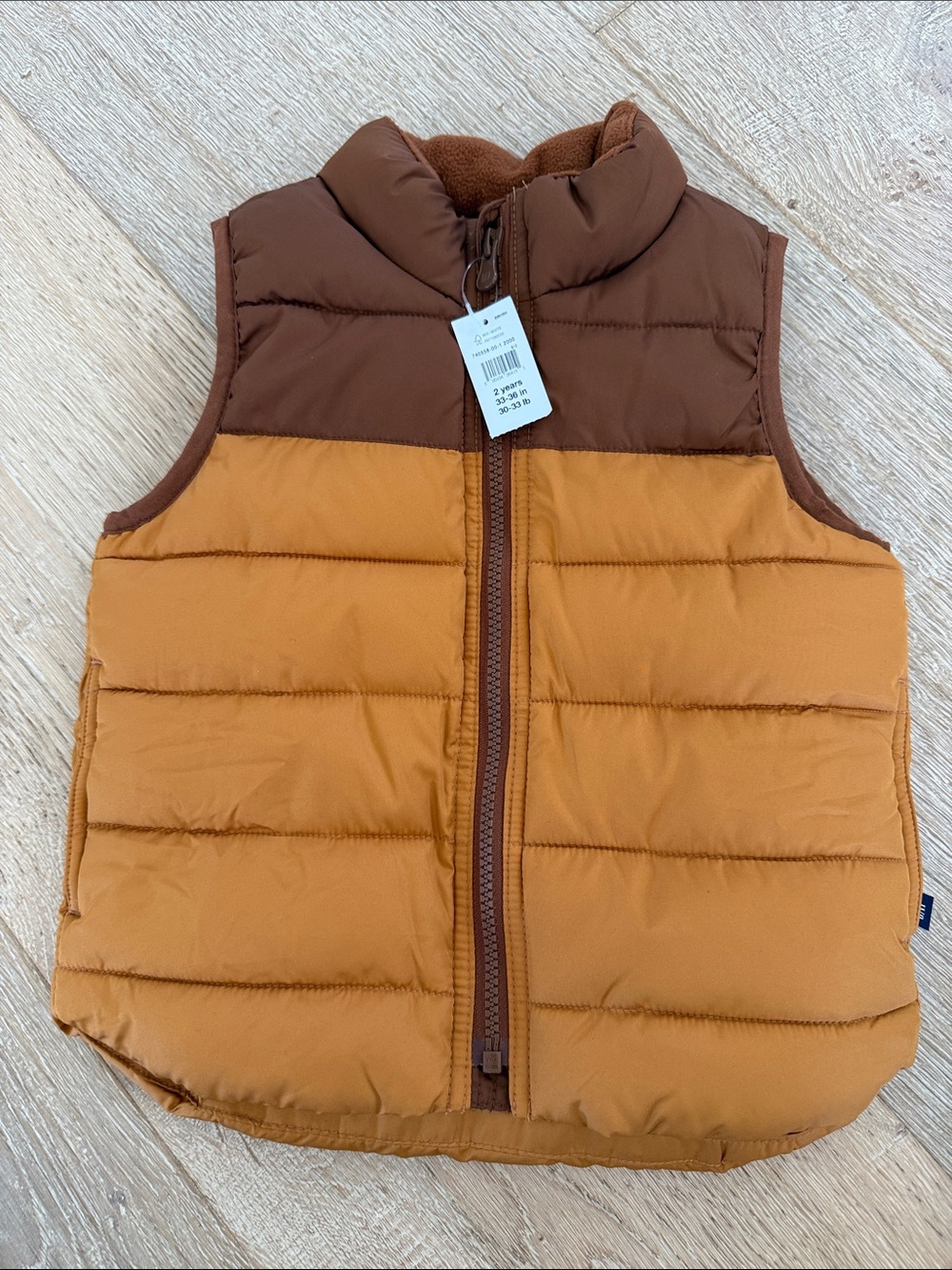 GAP Kids Two-Tone Brown & Mustard Puffer Vest